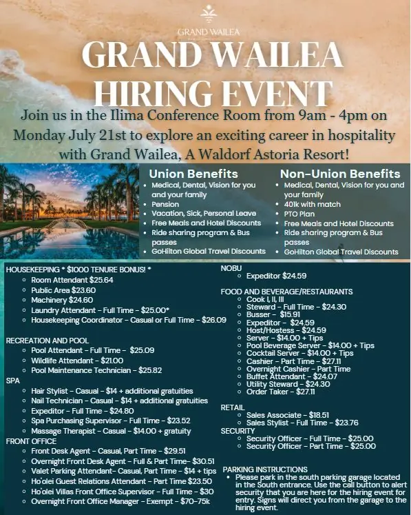 Jobs Fair Grand Wailea