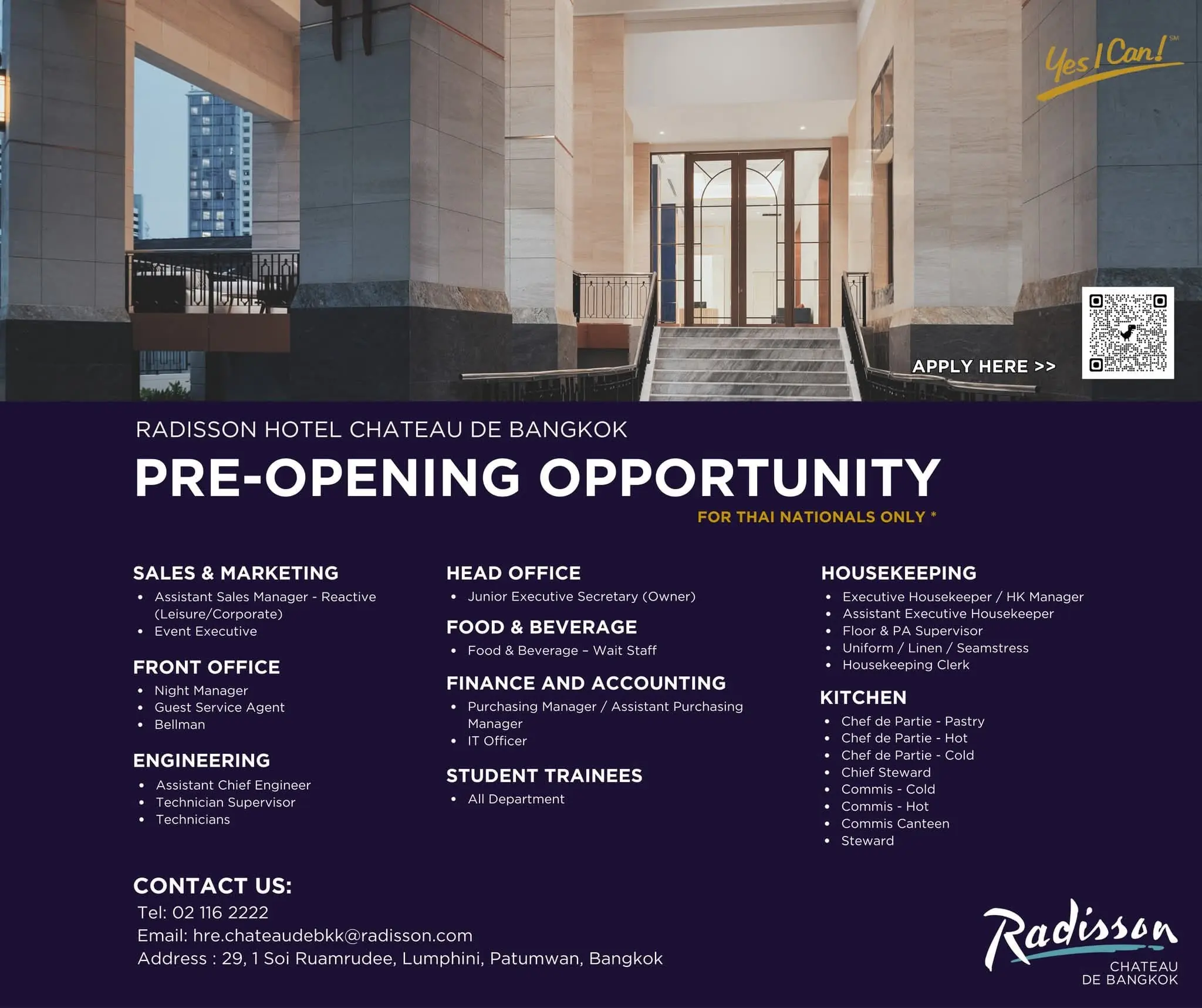 Various Position Radisson BKK