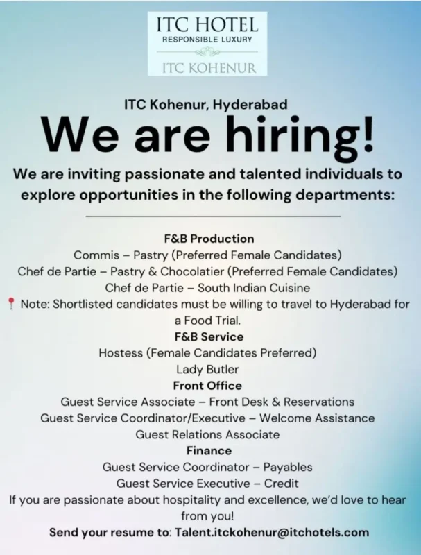 Various Position  ITC Hyderabad