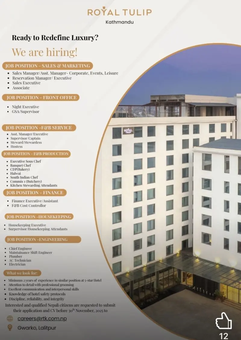 Various Position Royal Tulip Kathmandu