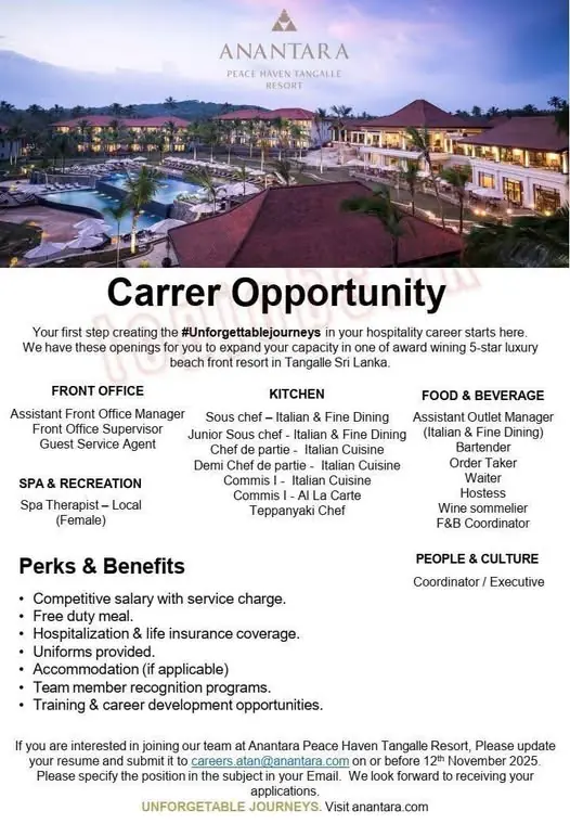 Various Position Anantara Tangalle