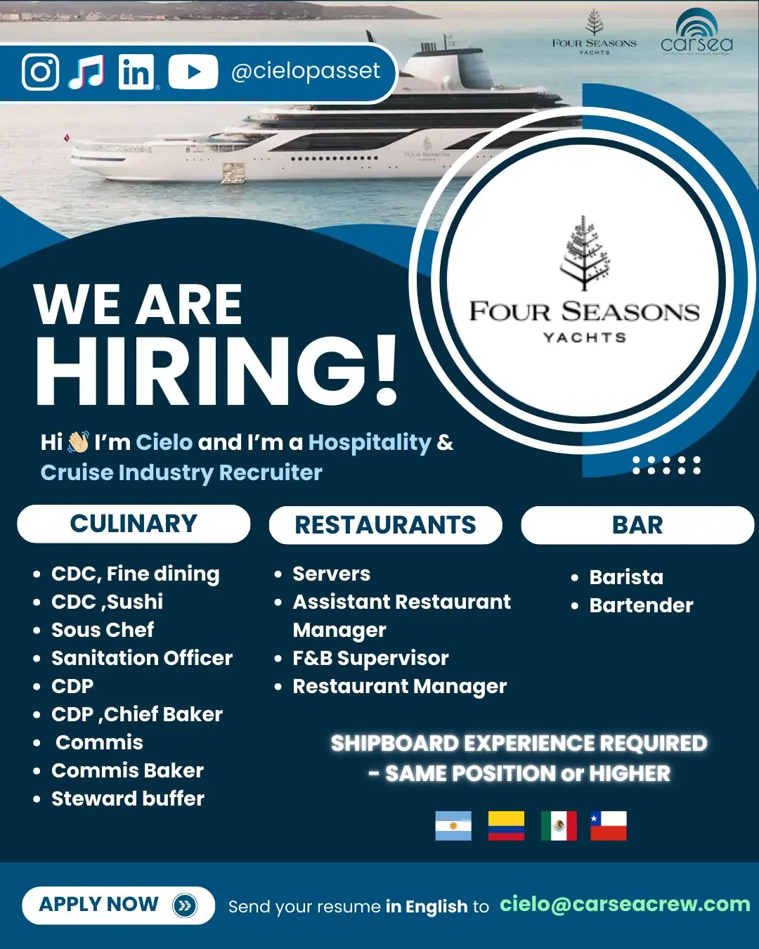 Various Position Yacht Four Seasons