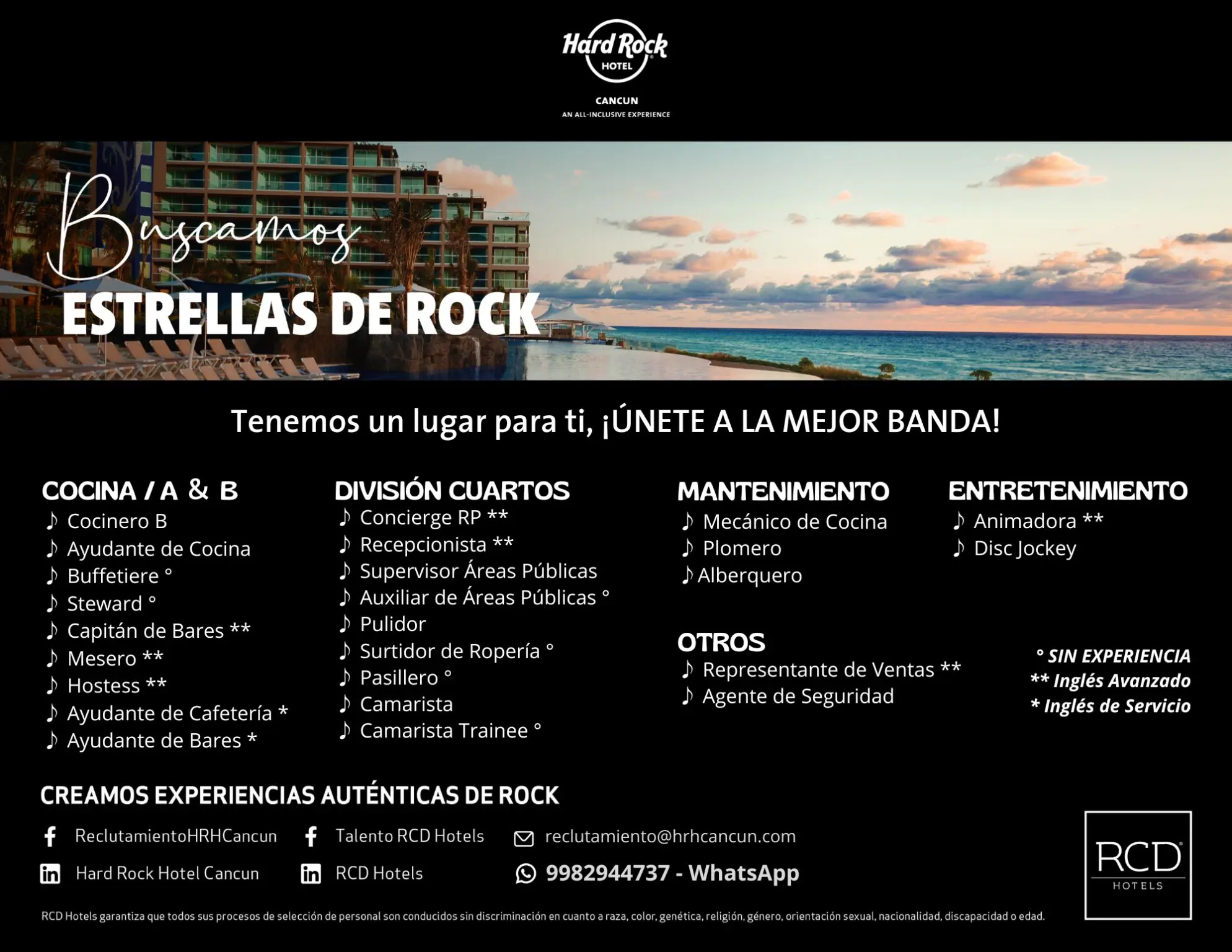 Various Position Hard Rock Cancun