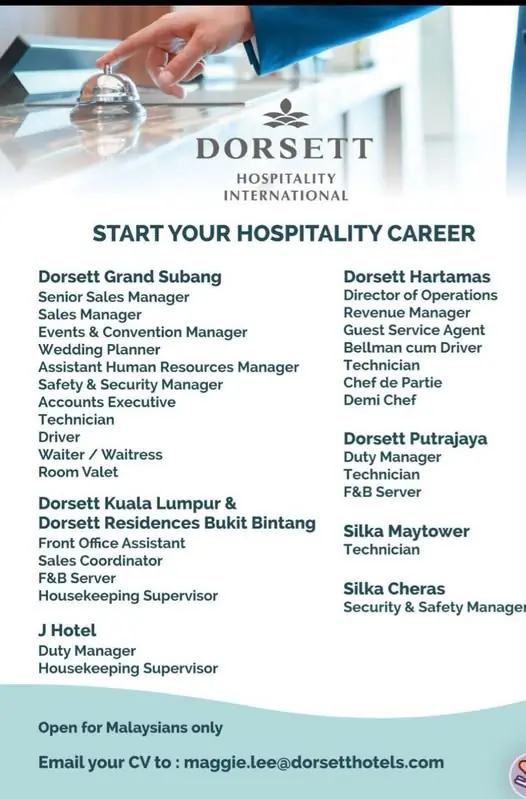 Various Position Dorsett Malaysia
