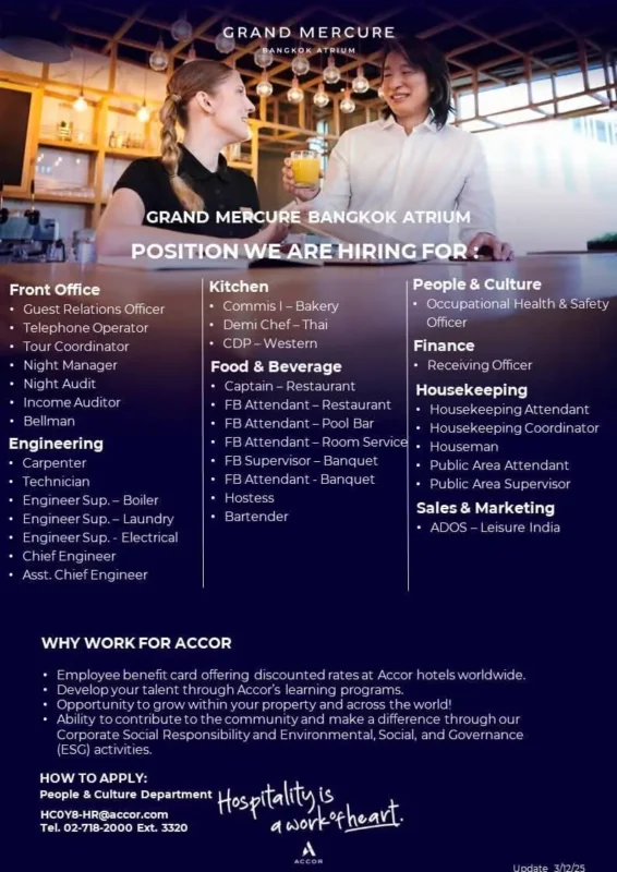 Various Position Mercure BKK