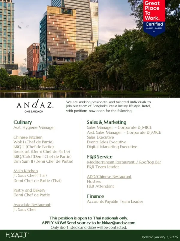 Various Position Andaz BKK