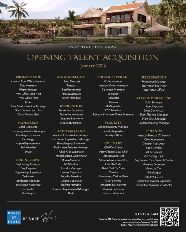 Various Position Park Hyatt Phu Quoc