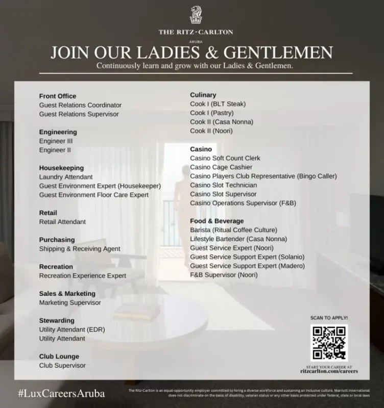 Various Position Ritz Aruba