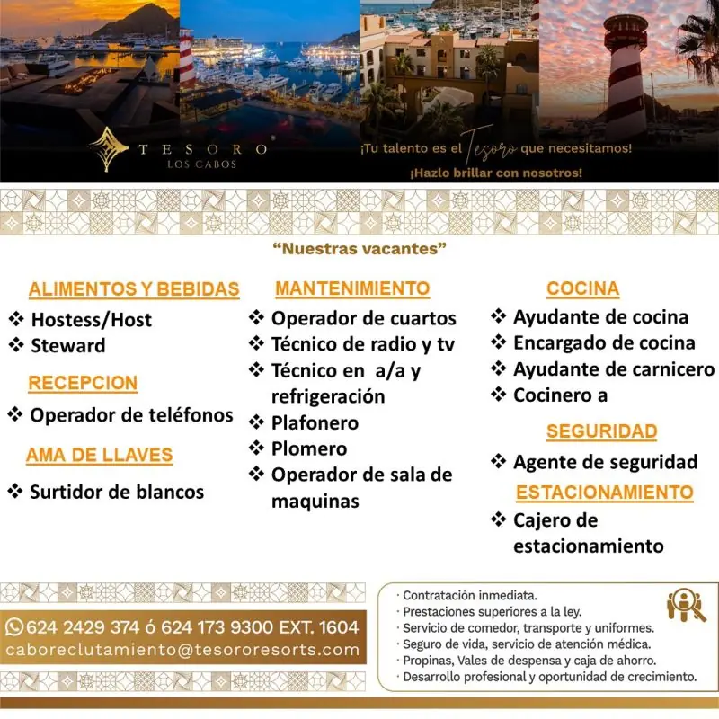 Various Position Tesoro Resort Cabo