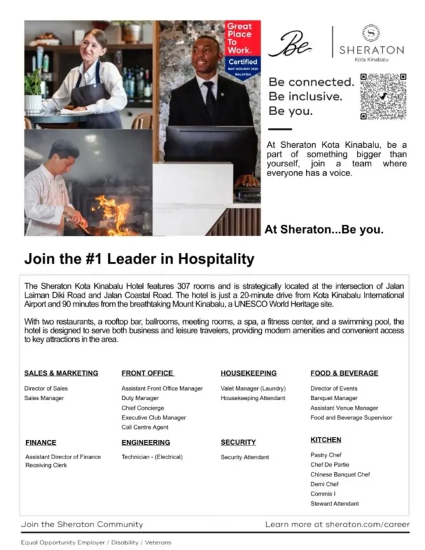 Various Position Sheraton Kinabalu