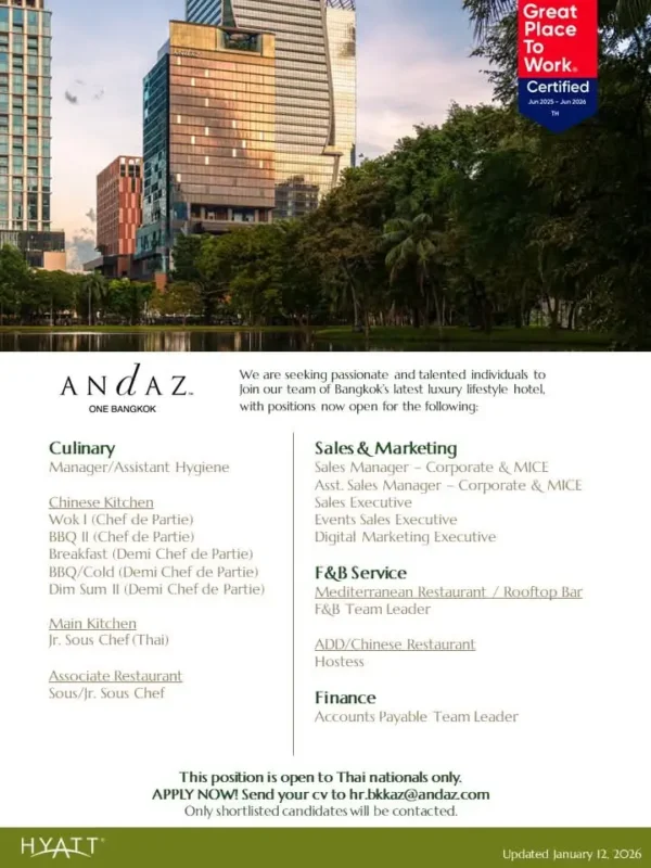 Various Position Andaz Bkk
