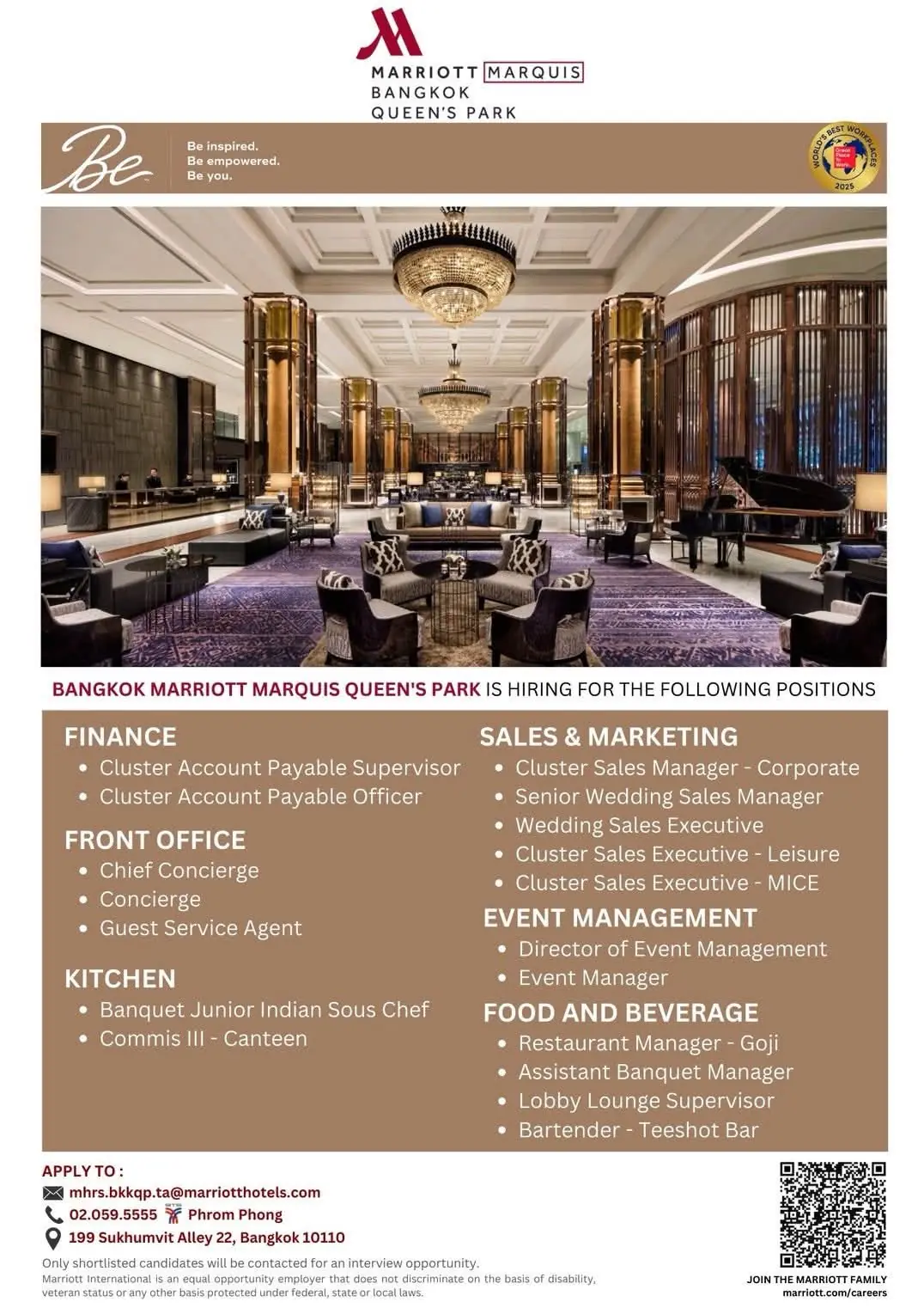 Various Position Marriott Marquis Bkk