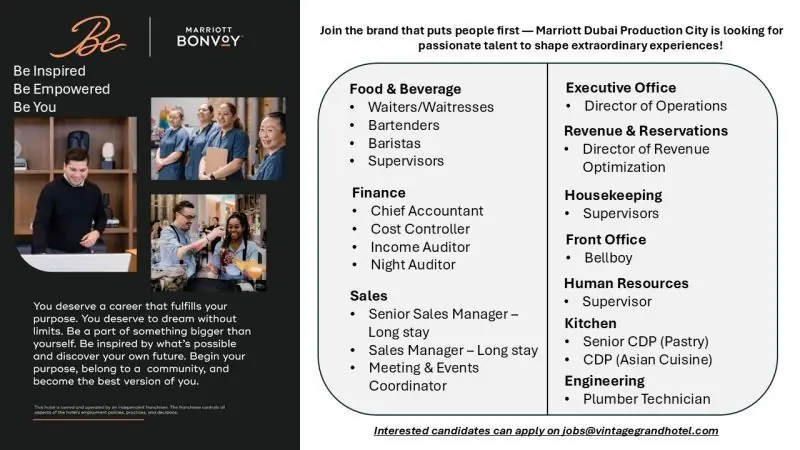 Various Position Marriott Dubai