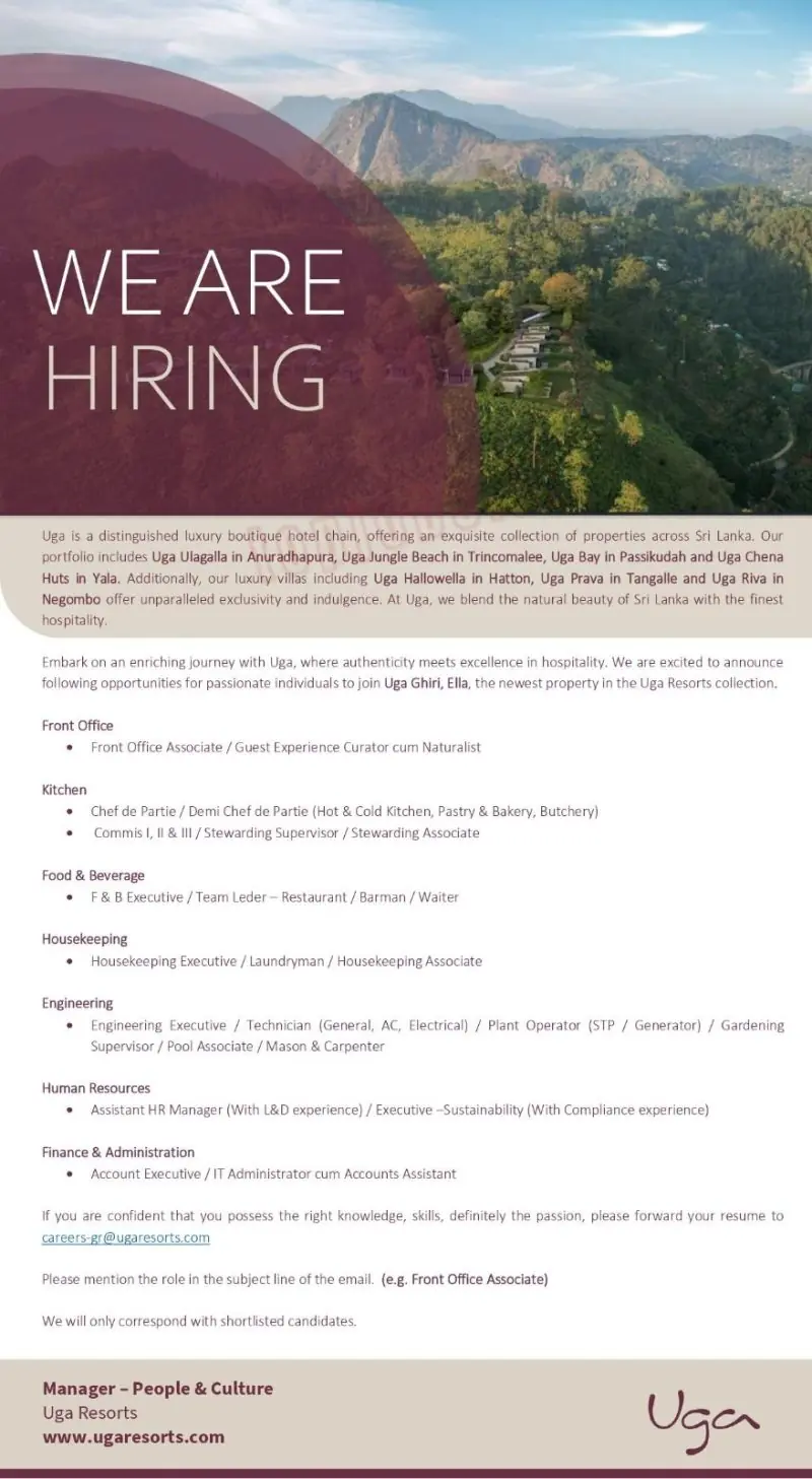 Various Position UGA Sri Lanka