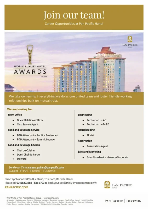 Various Position Pan Pacific Hanoi