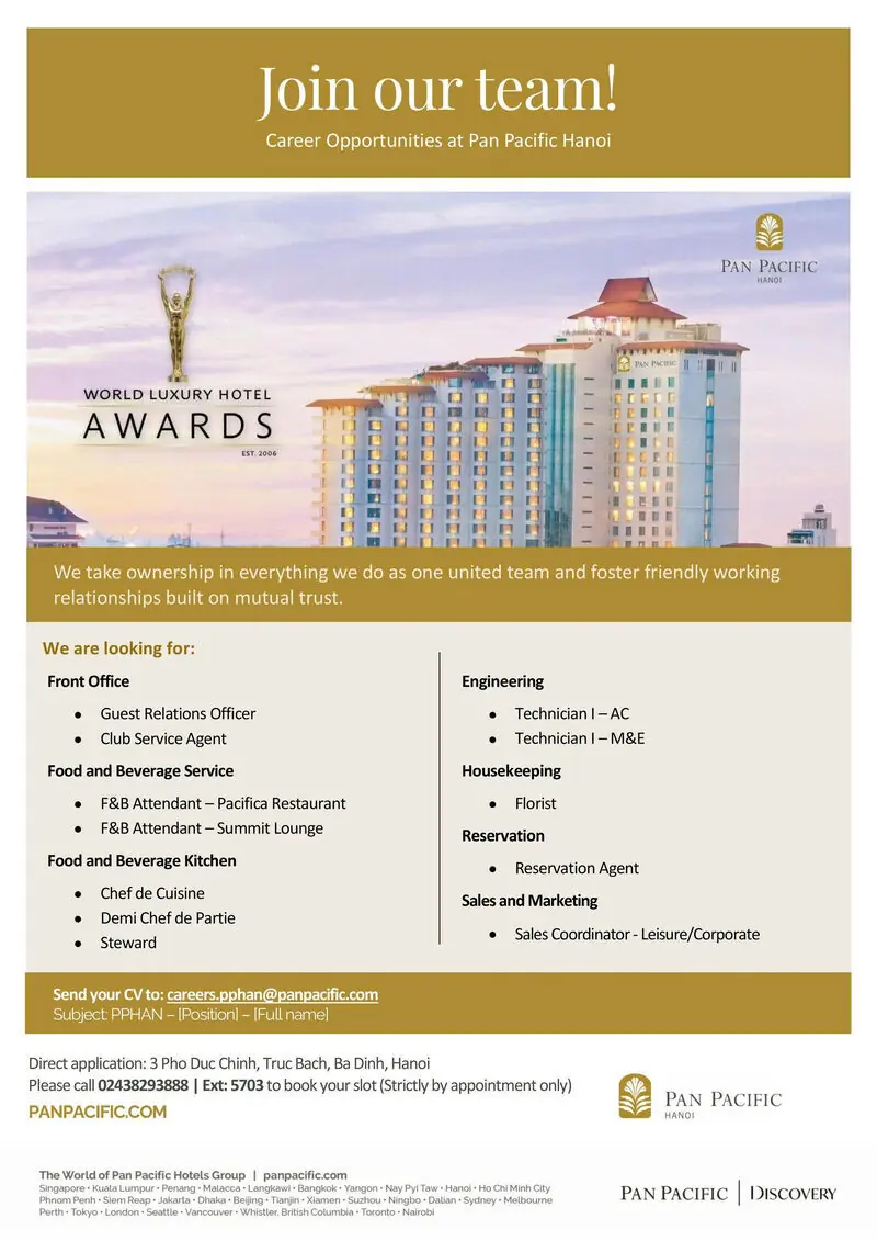 Various Position Pan Pacific Hanoi