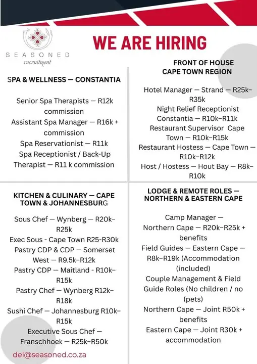 Various Position Seasoned South Africa