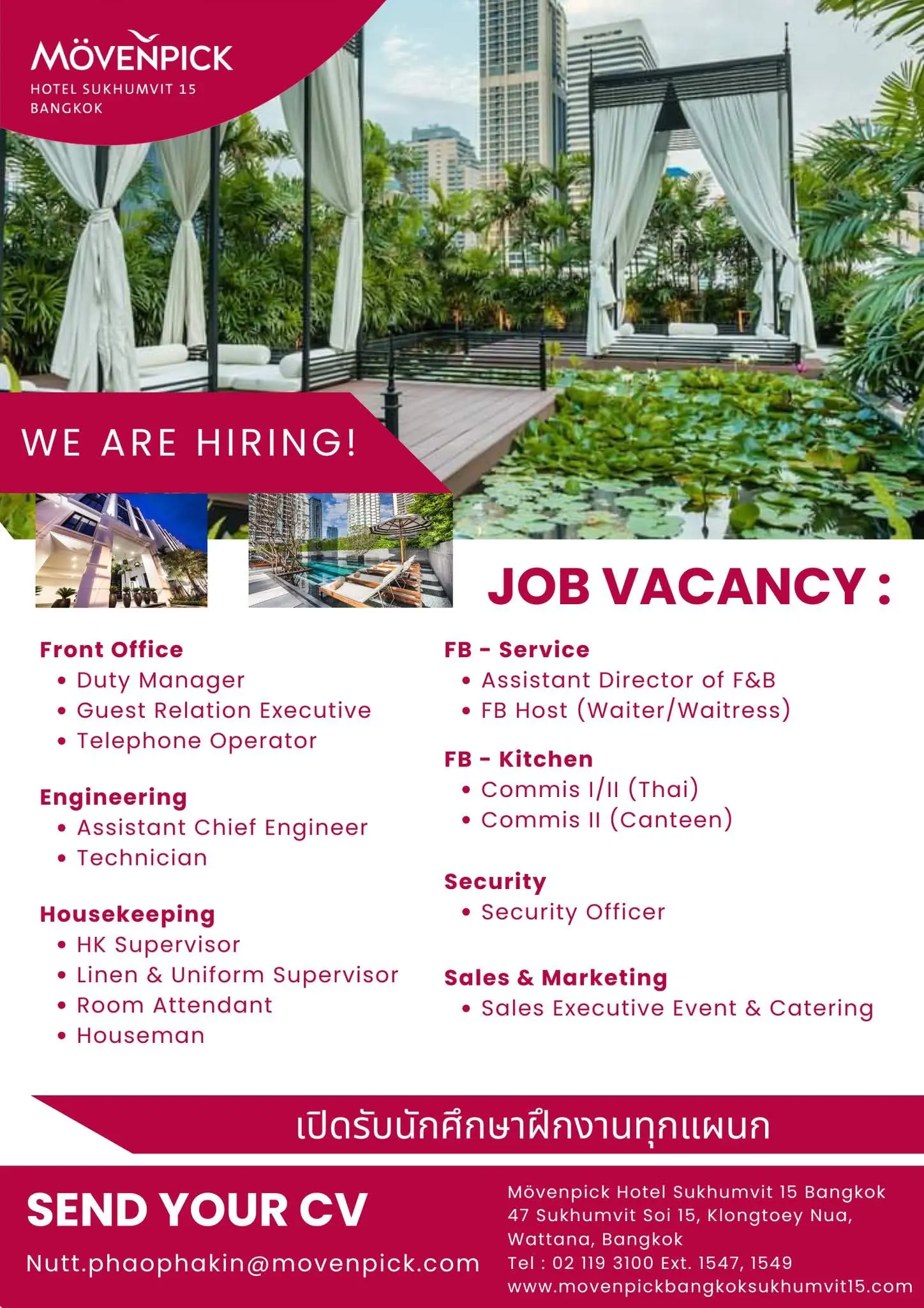 Various Position Movenpick BKK