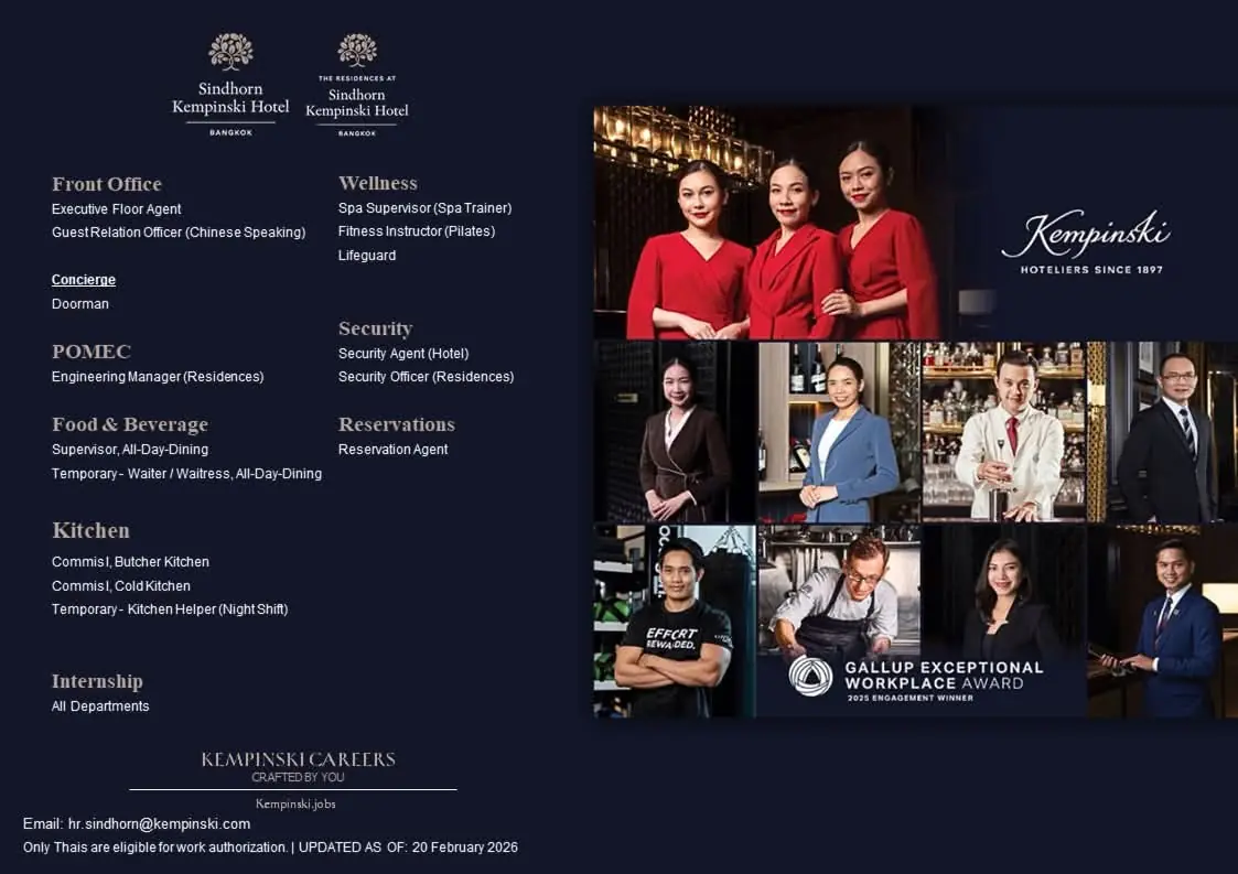 Various Position Kempinski Bkk