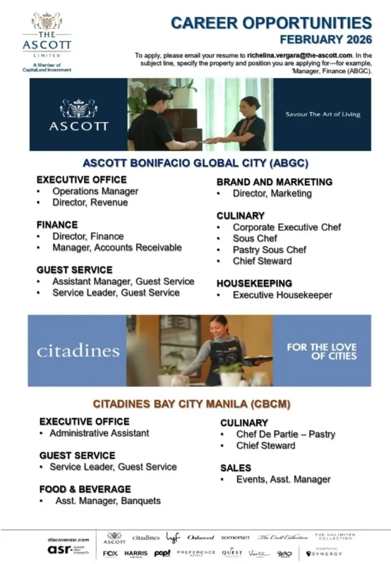 Various Position The Ascott Philippines