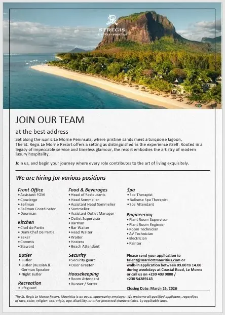 Various Position St Regis