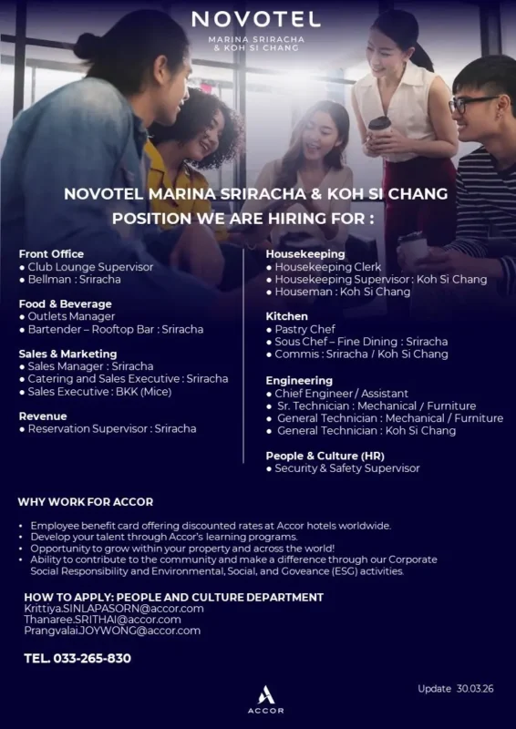 Various Position Novotel Sri Racha