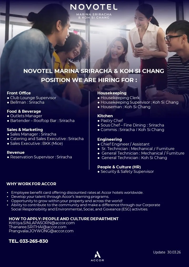 Various Position Novotel Sri Racha