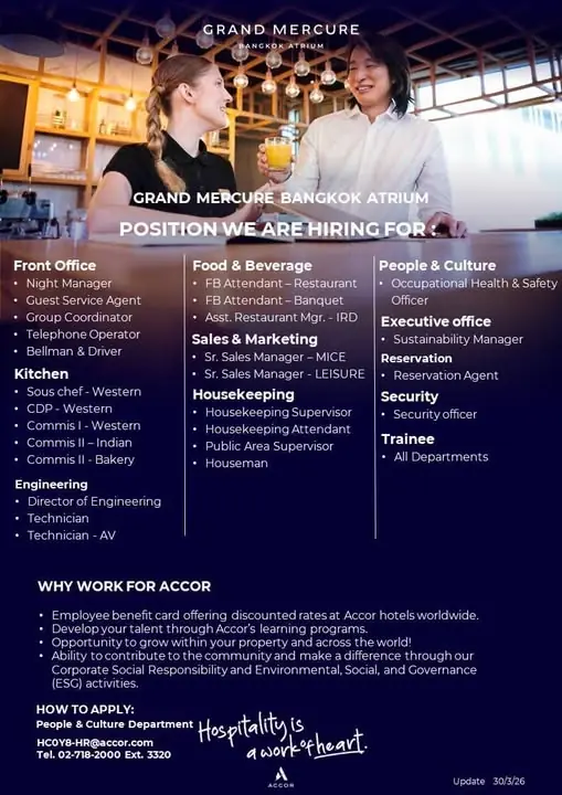 Various Positin Mercure Bkk Atrium