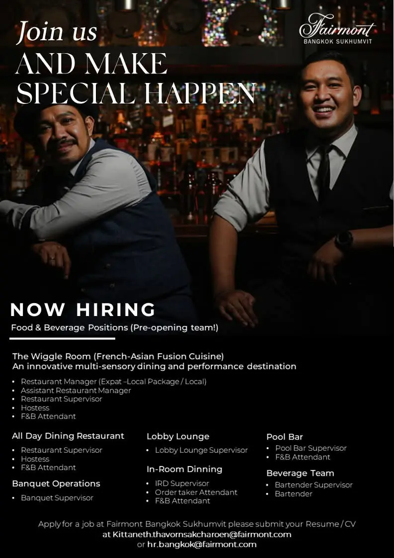 Various Position Fairmont Bkk