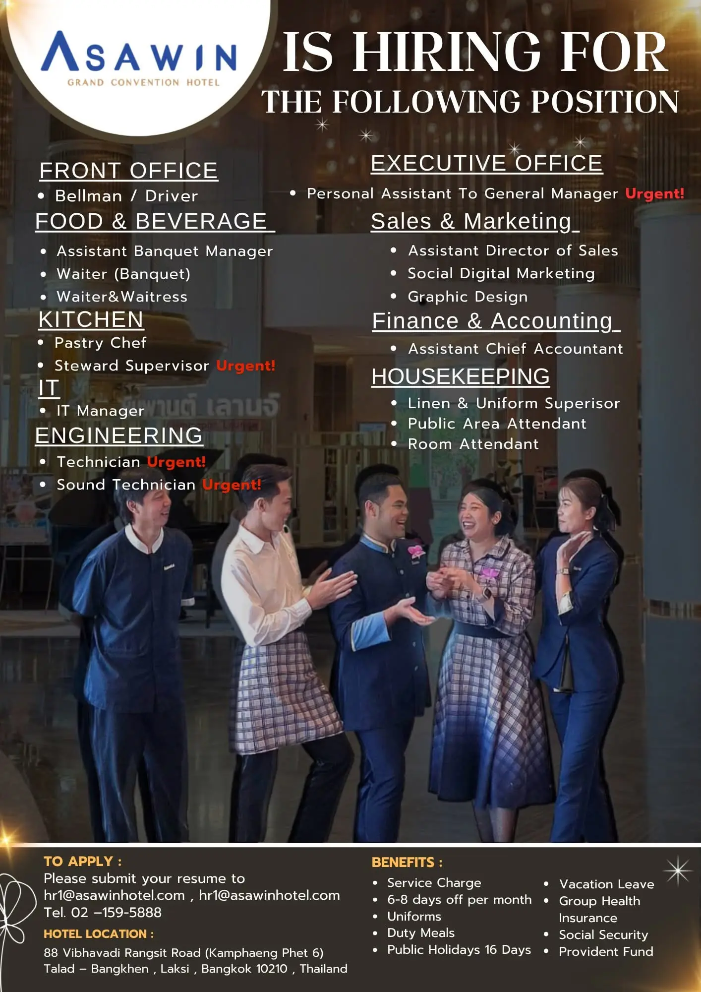 Various Position Asawin Bkk