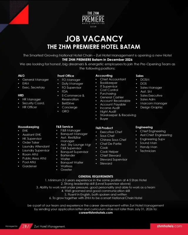 Various Position ZHM Batam