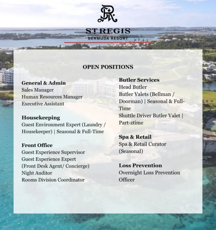 Various Position St Regis Bermuda