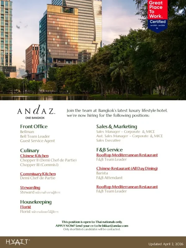 Various Position Andaz Bkk