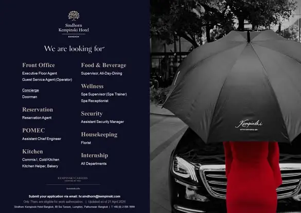 Various Position Kempinski BKK