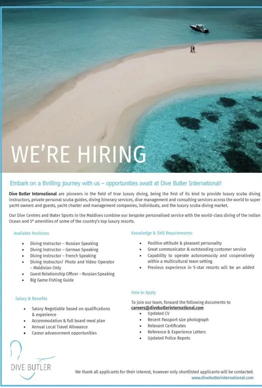 Various Position Dive Butler Maldives