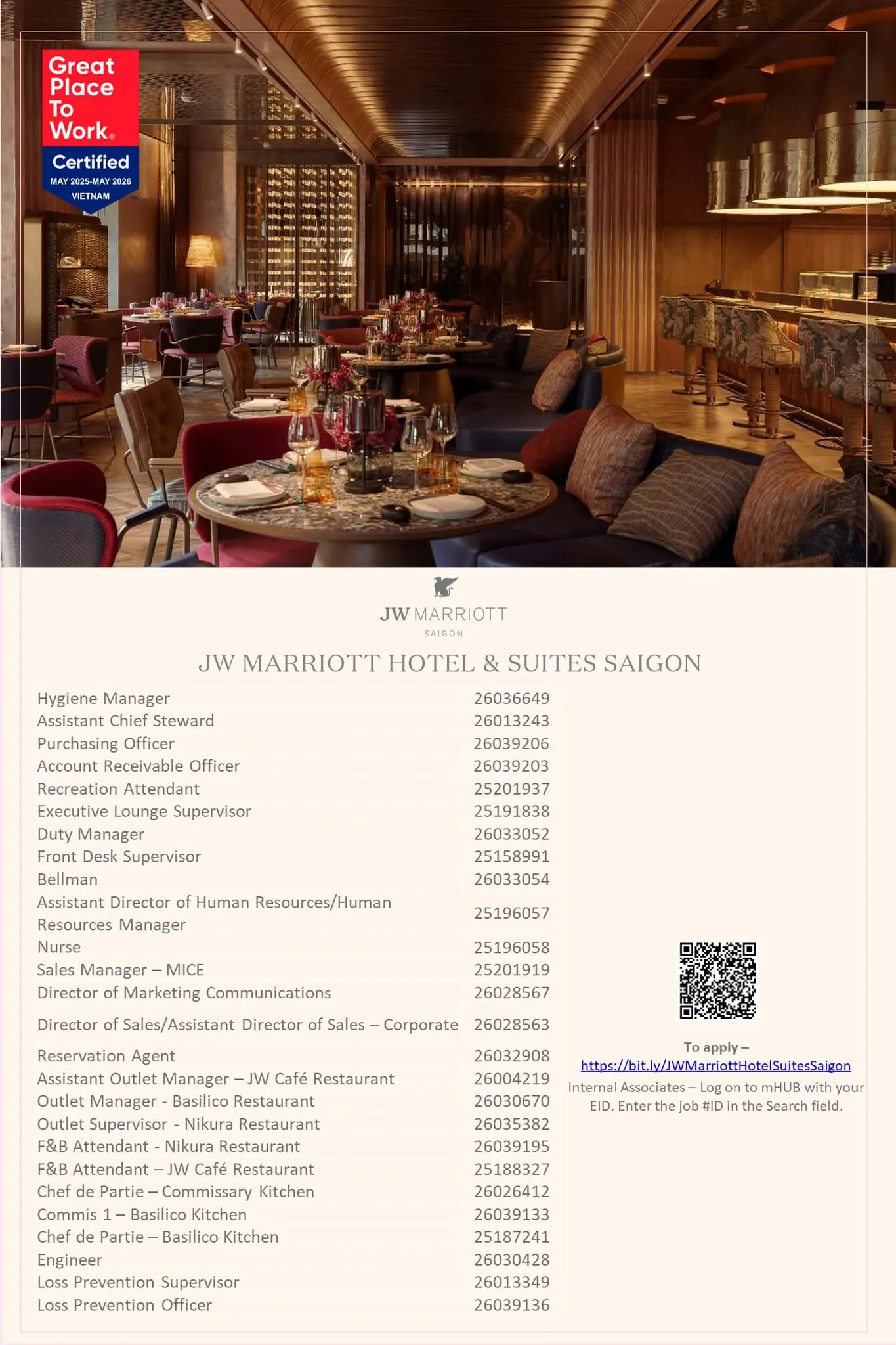 Various Position JW Saigon