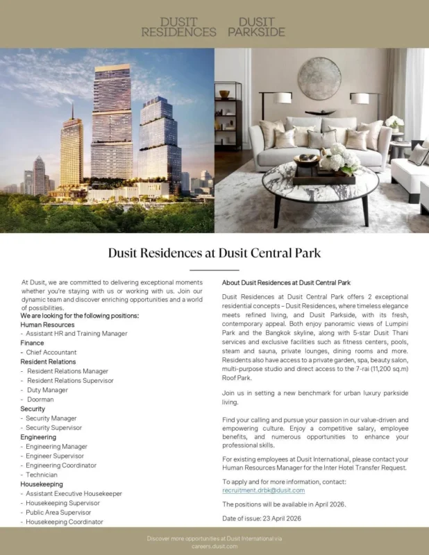 Various Position Dusit Central Park Thai