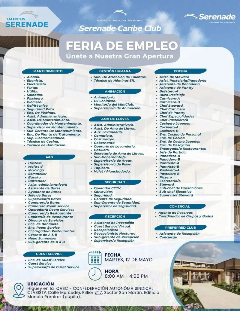 Jobs Fair Serenade Caribe Club