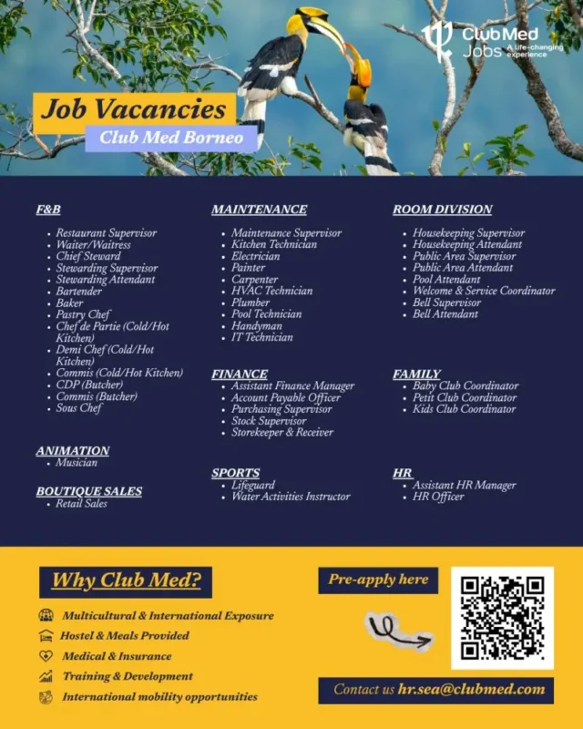 Various Position Club Med Borneo