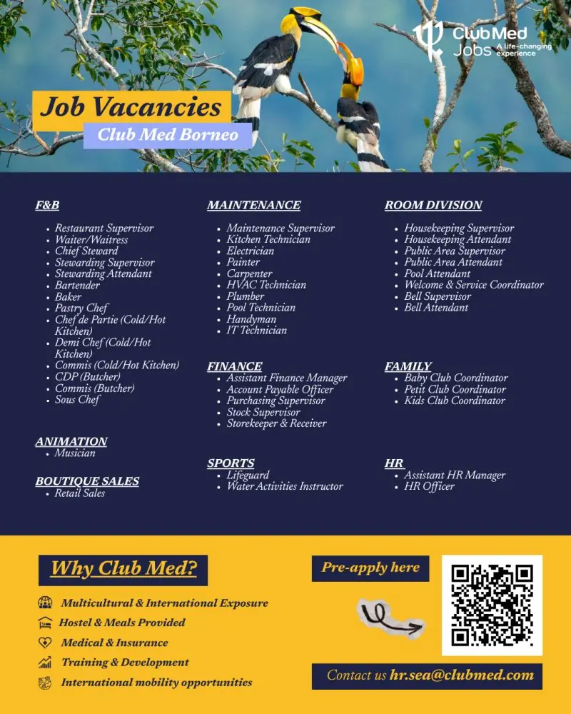 Various Position Club Med Borneo
