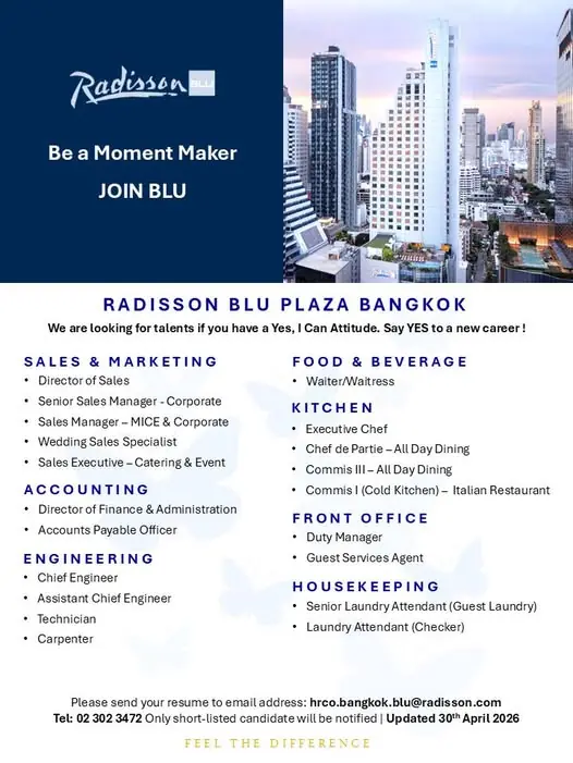 Various Position Radisson BKK