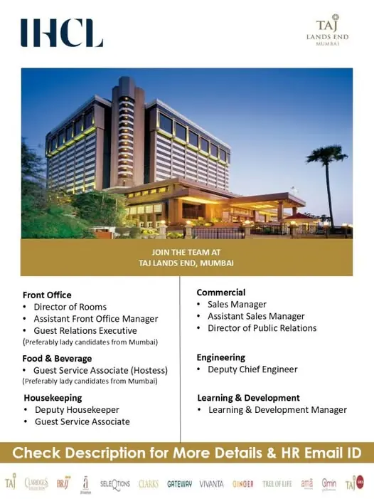 Various Position IHCL Mumbai