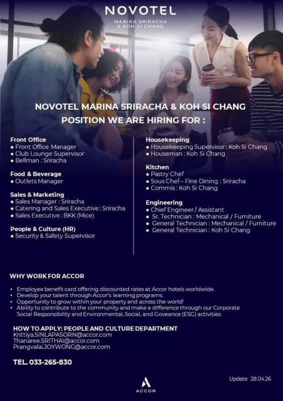 Various Position Novotel Marina Ko Si Chang