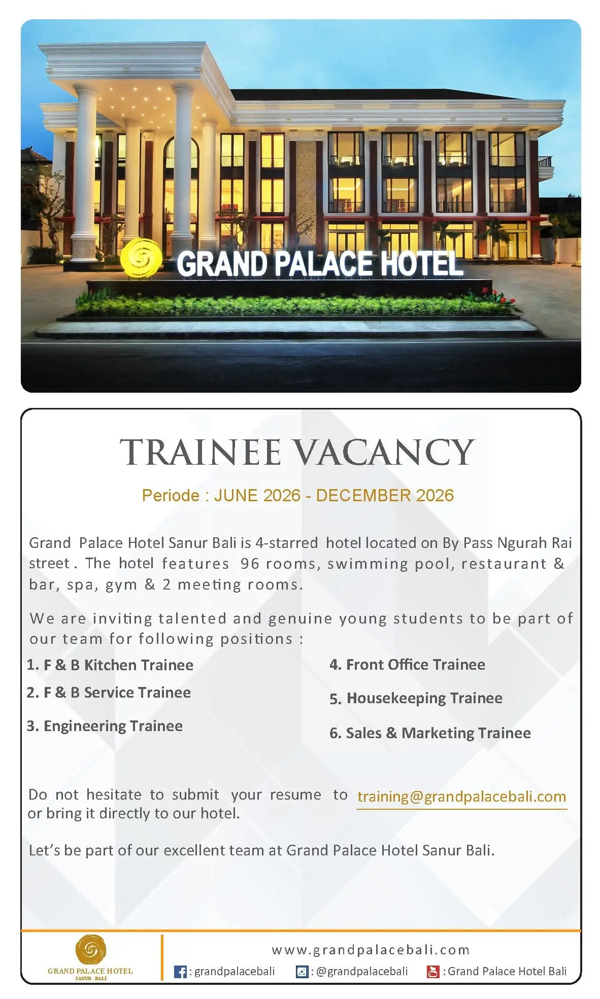 Internship Grand Palace