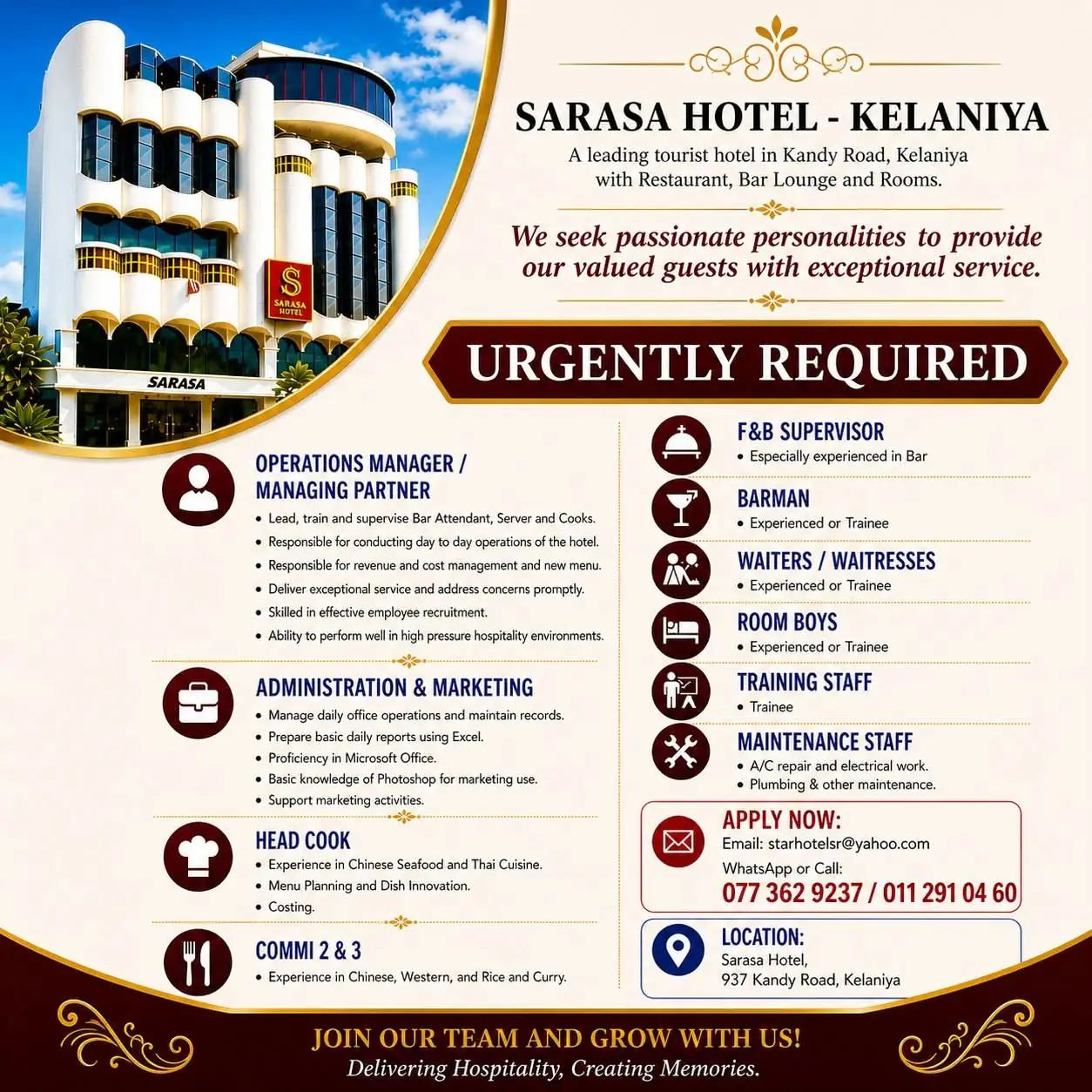 Various Position Sarasa Hotel