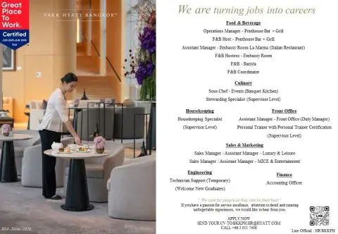 Various Position Park Hyatt BKK