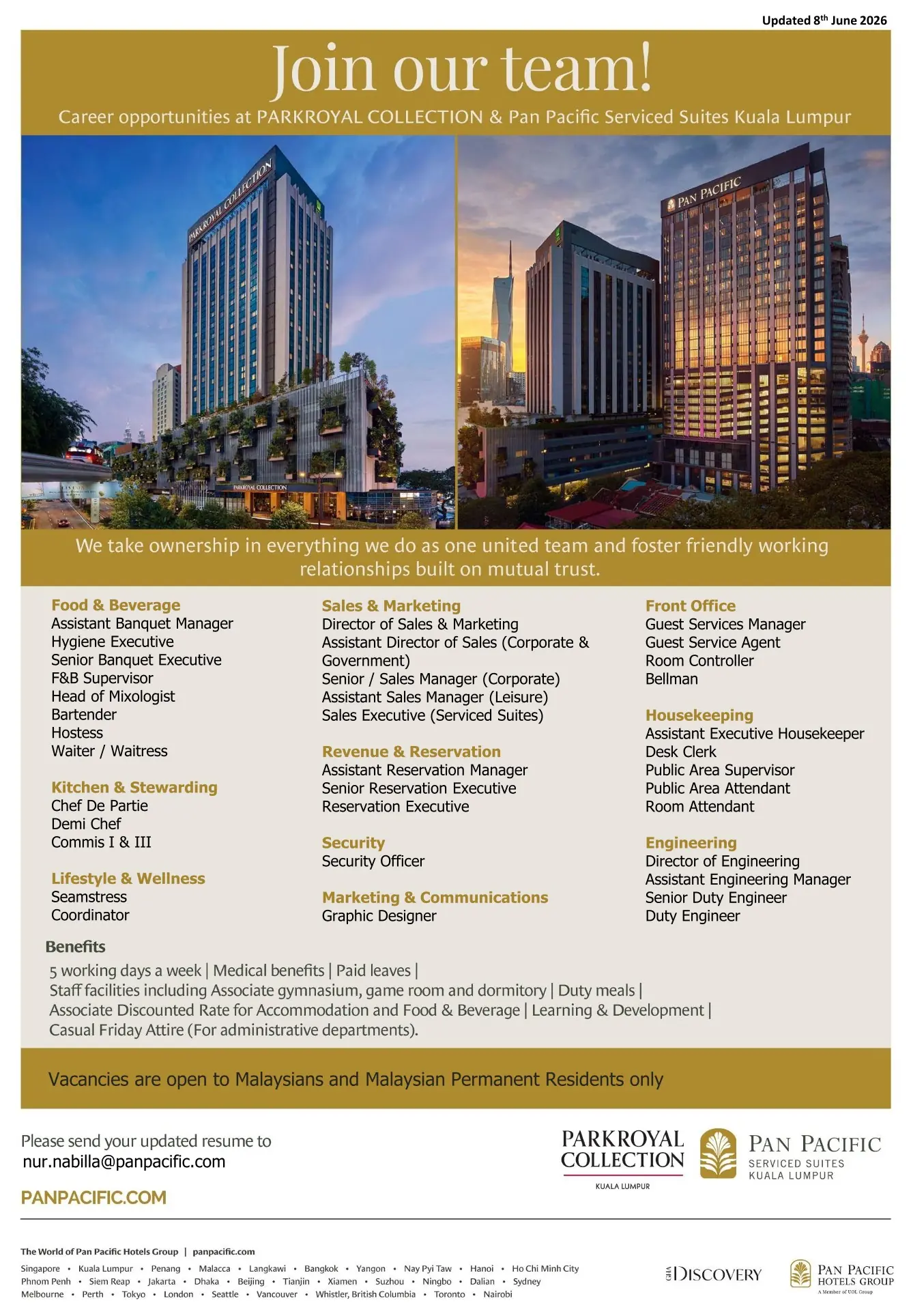 Various Position Park Royal Malaysia