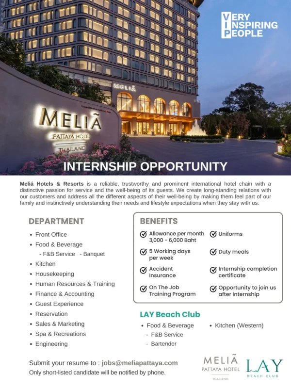 Internship Melia Pattaya