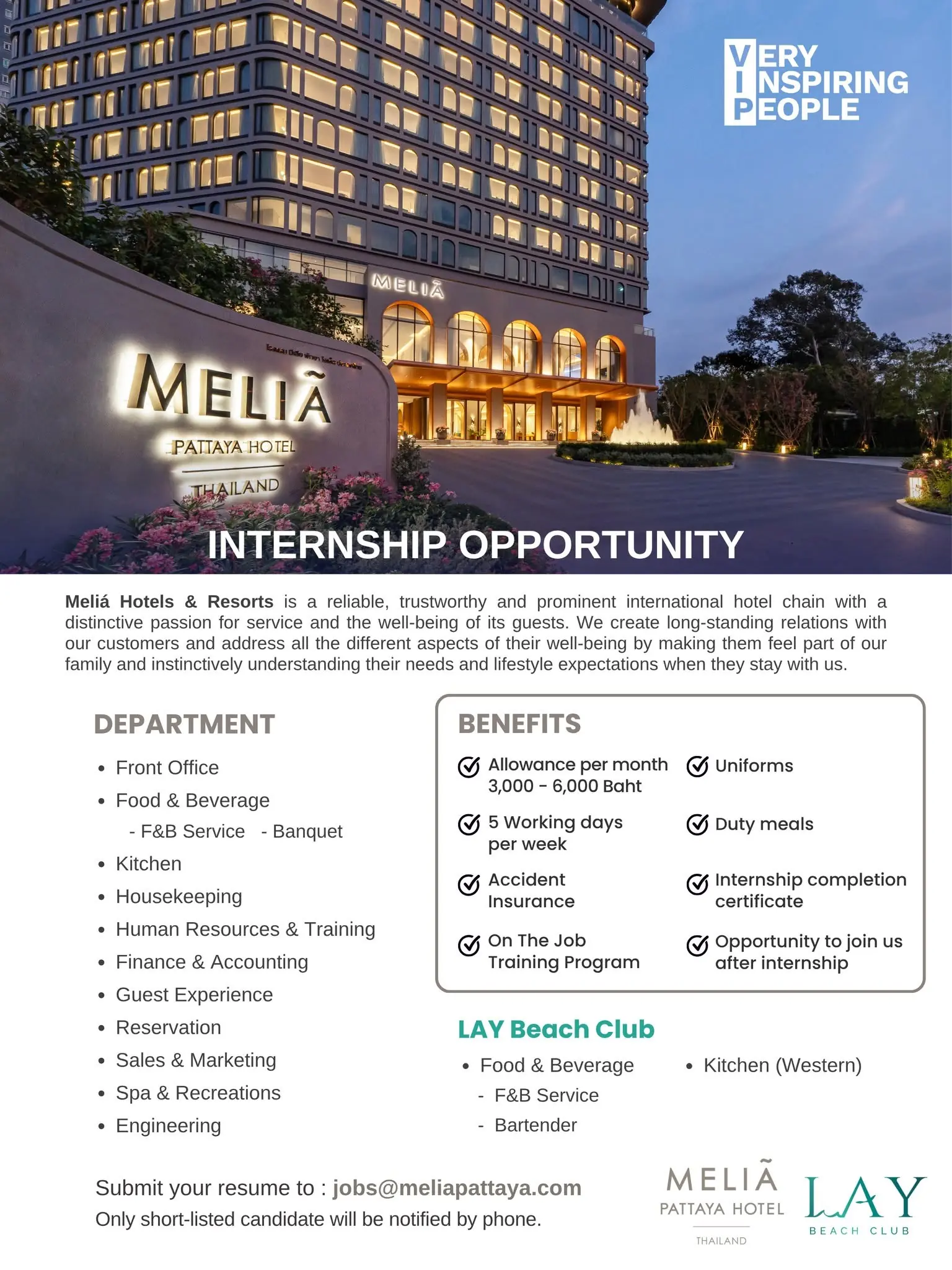 Internship Melia Pattaya