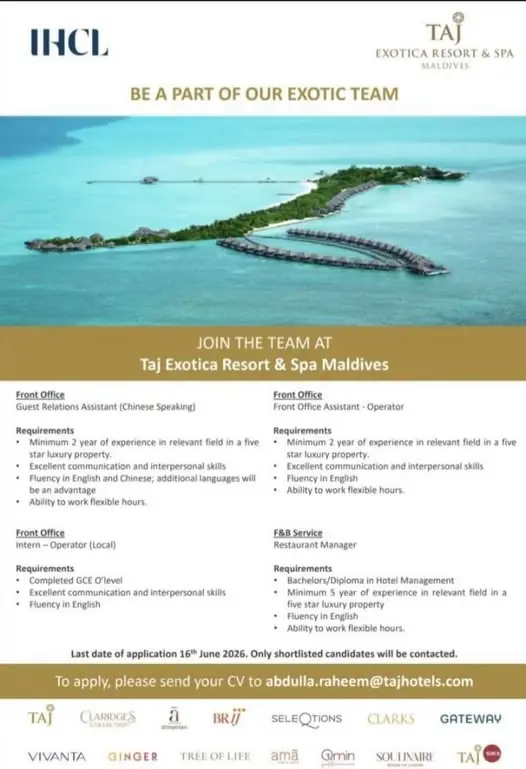 Various Position Taj Maldives